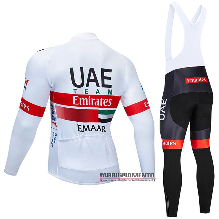 Abbigliamento UAE 2020 Manica Lunga e Calzamaglia Con Bretelle Bianco Rosso - Clicca l'immagine per chiudere